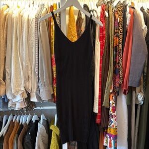 Black Ribbed Sleeveless Dress